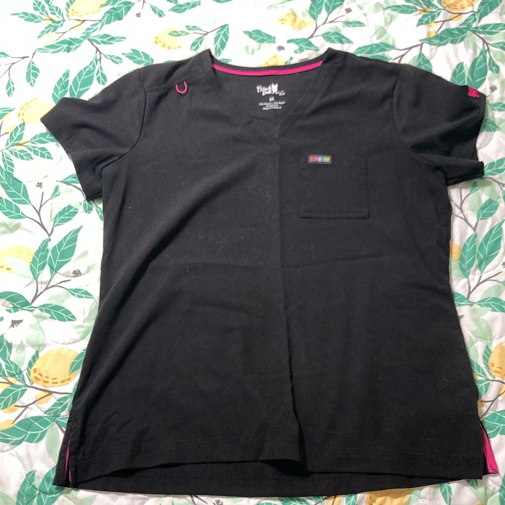 Black Women's scrub Top by French Bulldog size medium
